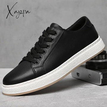 Xajzpa - Genuine Leather Men Shoes Casual Luxury Brand Soft Mens Sneakers Breathable Lace Up
